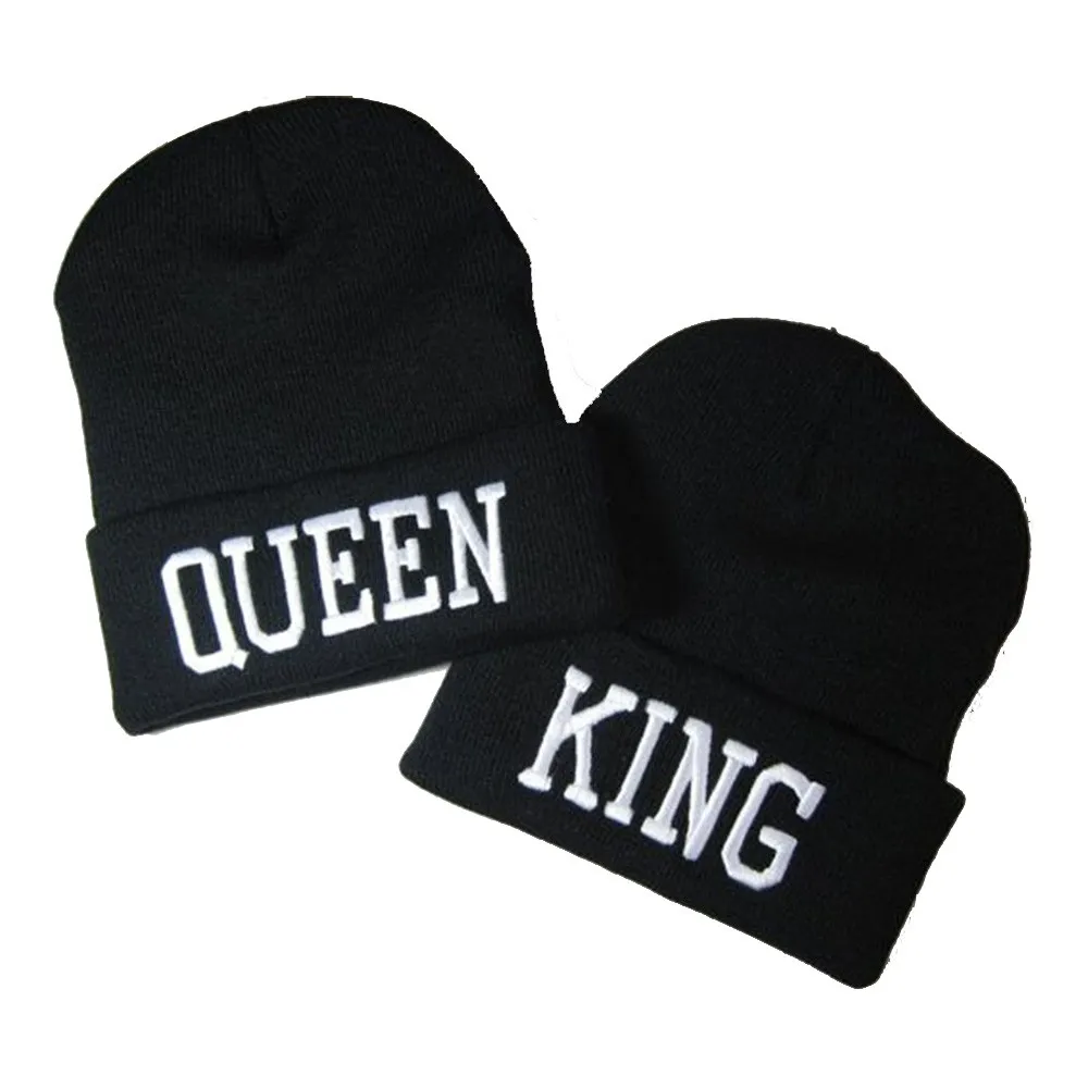 KING QUEEN шапочки вязаные Кепки Зимняя обувь для пары s Skullies зимние головные уборы