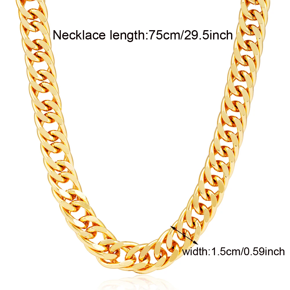 

Ethlyn HipHop Cuban Gold Color Link Chain For Men Jewelry Wholesale Long Big Chunky Necklace Copper Gold Color 75cm chains N27