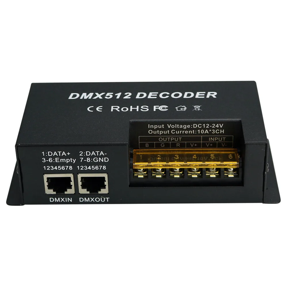 3 канала 30A RGB DMX 512 LED Декодер контроллер диммер использовать для DC12 24V светодиодные