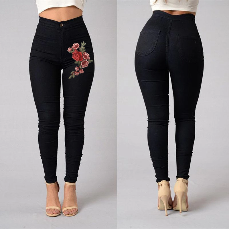 2019 Large code Solid Wash Skinny Jeans Woman High Waist winter Denim Pants Plus Size Push Up Trousers warm Pencil Female |