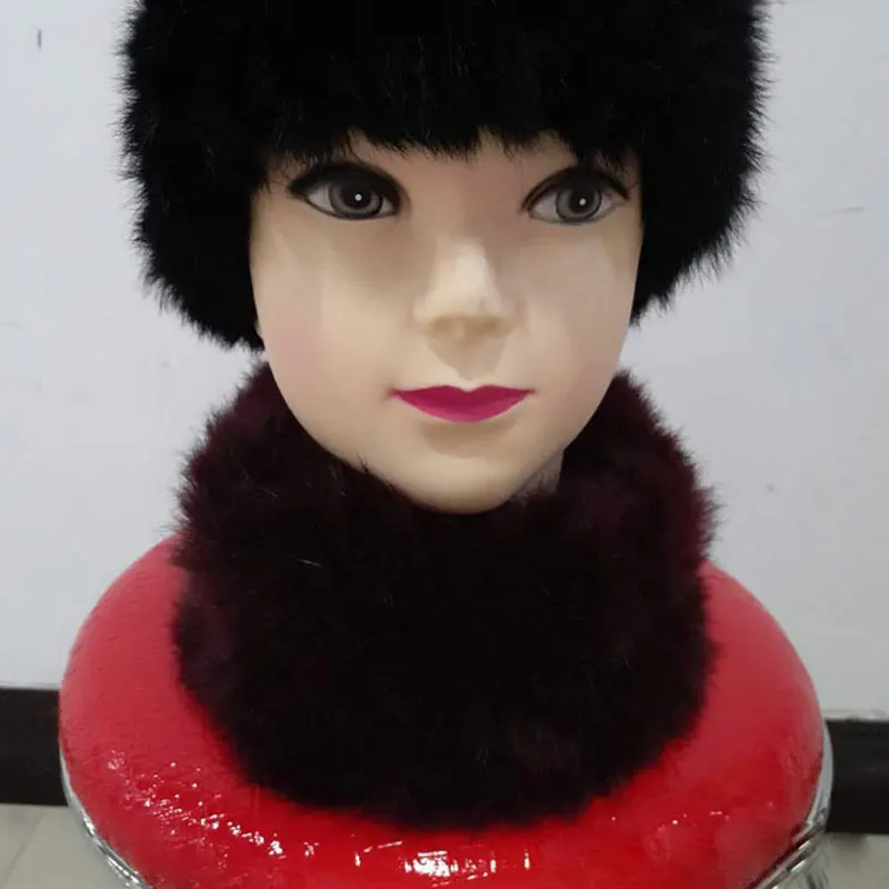 Женский шарф с натуральным кроличьим мехом зимний брендовый вязаный много