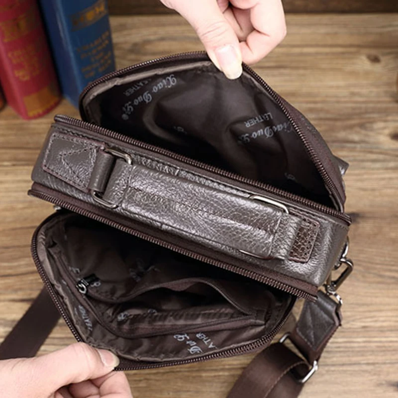 

Genuine Leather Men Shoulder Messenger Crossbody Bags Real Cowhide Casual High Quality Handbag Tote Briefcase Business Bag