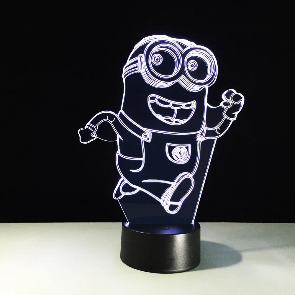 Детский ночник 7 цветов светодиодный светильник Luminaria 3D Minions акриловый для