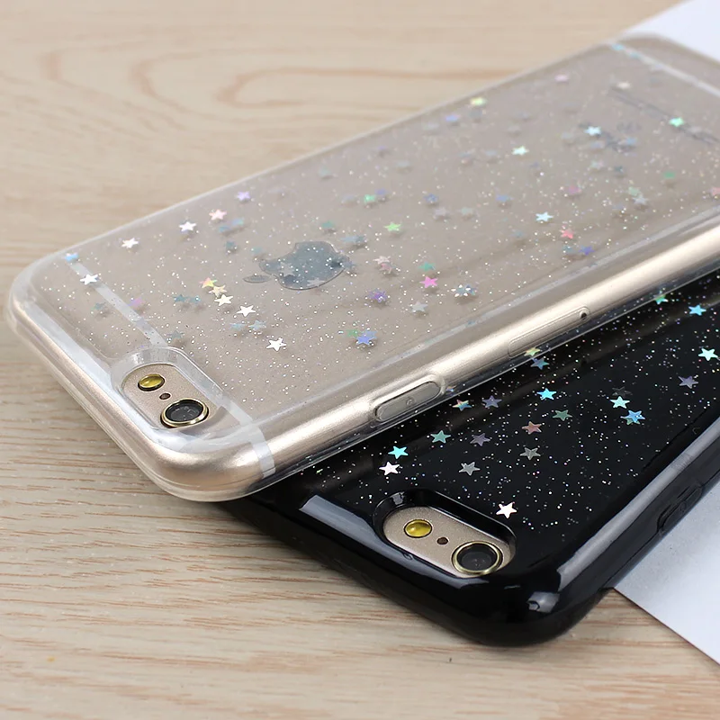 black transparent sequins glitter star quicksand colorful sequin soft tpu back cover for iphone11 pro max x xs max xr 8 7 6 plus free global shipping