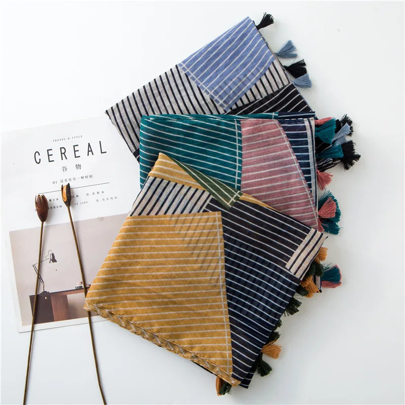 

2019 New Women Geometry Print Tassel Scarves And Shawl Geometric Print Tassel Wrap Hijab Scarf Wholesale 10pcs/lot Free Shipping