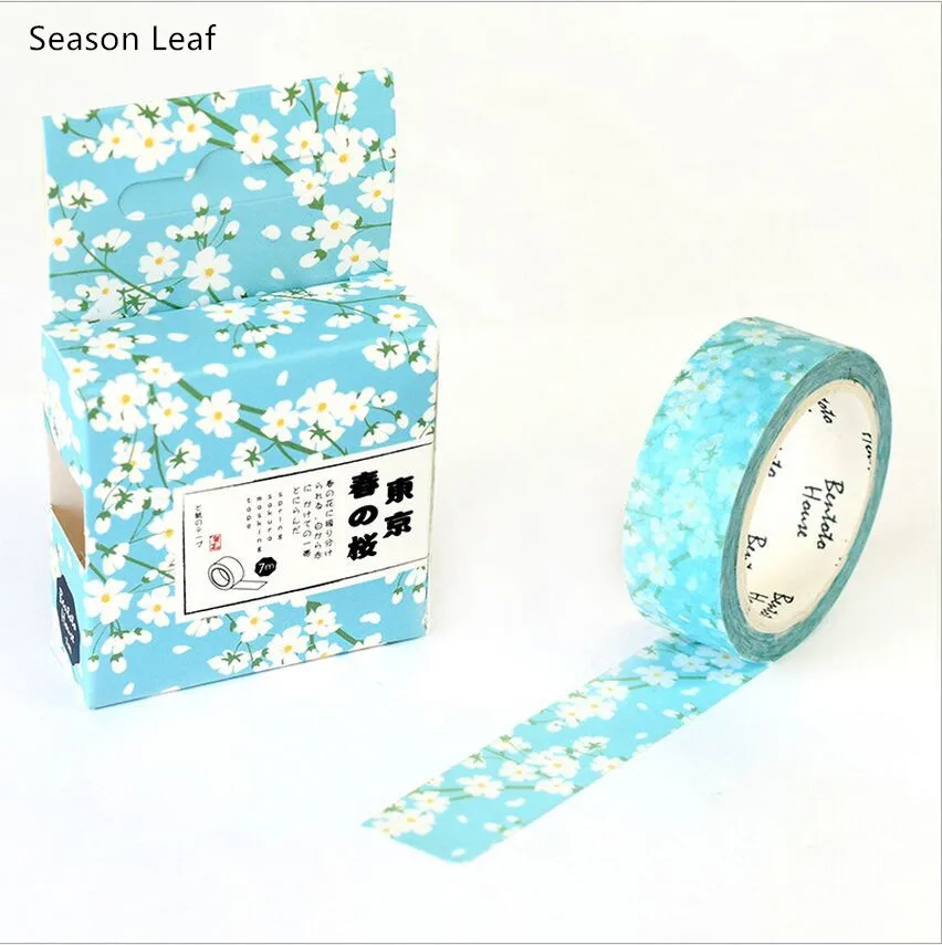 15 мм Широкие весенние цветущие цветы вишни образец васи лента DIY планировщик