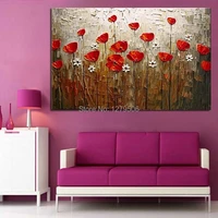 100handmade modern abstract decorative red flowers oil painting on canvas wall art for living room decor