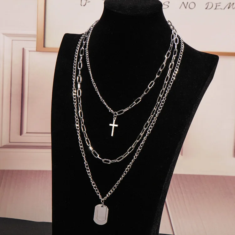 Женское многослойное ожерелье KMVEXO серебряные цепи с крестиком |