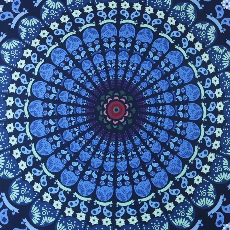 Индийская МАНДАЛА ГОБЕЛЕН хиппи настенный синий богемный покрывало домашний