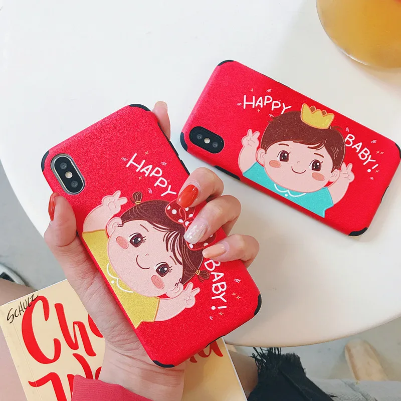 Cartoon Phone Case For iPhone XR XS MAX X 8P Soft TPU 7 6 6S Plus Funny Letter Smile Little Boy Girl Back Cover |