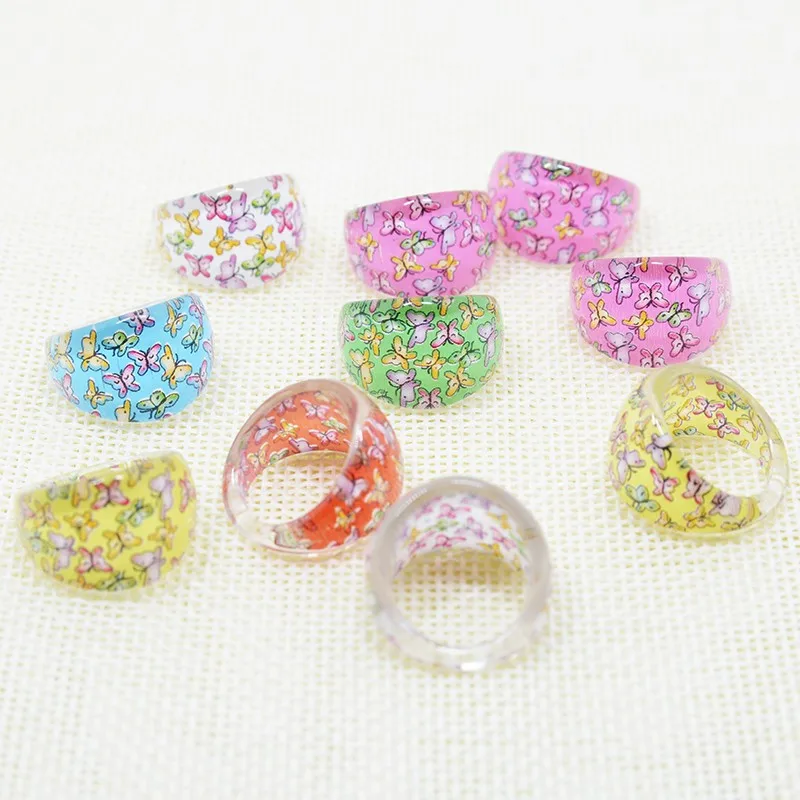 Оптовая продажа оптом 50/100 шт. милые Мультяшные маленькие кольца бабочки Детские