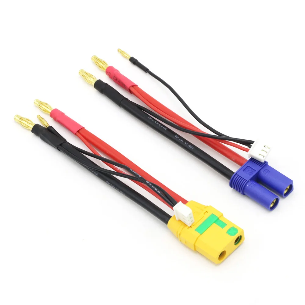 

5pcs Lipo lithium Battery Charging Wire 2S 4MM/2S Balance Head T/ XT60/EC5/XT90S For Car Truck DIY Model Toys Silicone Cable