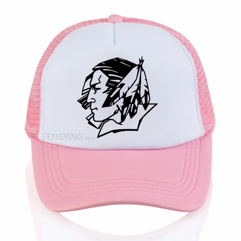 Мультфильм Fighting sioux с наклейки с перьями бейсболка регулируемая бейсболка Hat Повседневное спортивная шапка