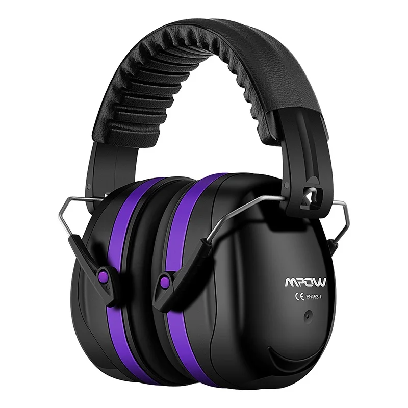 Mpow HP056 SNR34dB шумоподавление наушники шутер Защита слуха Складная головная повязка Ушная чашка с мягкой пеной для взрослых - Цвет: Black and Purple