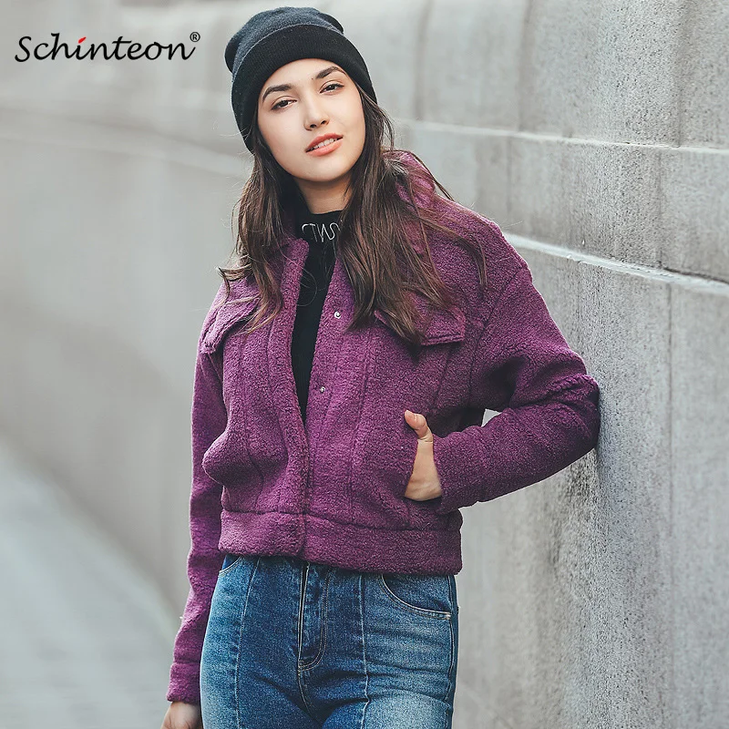 Шуба из искусственного меха стриженная овчина фиолетовая серая розовая 2018|faux fur