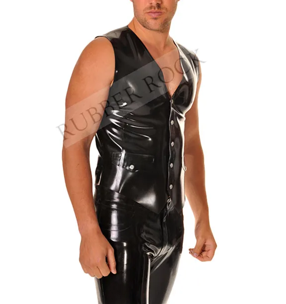 

Black Latex Waistcoat Latex Vest Top classic design Latex Men's Tank