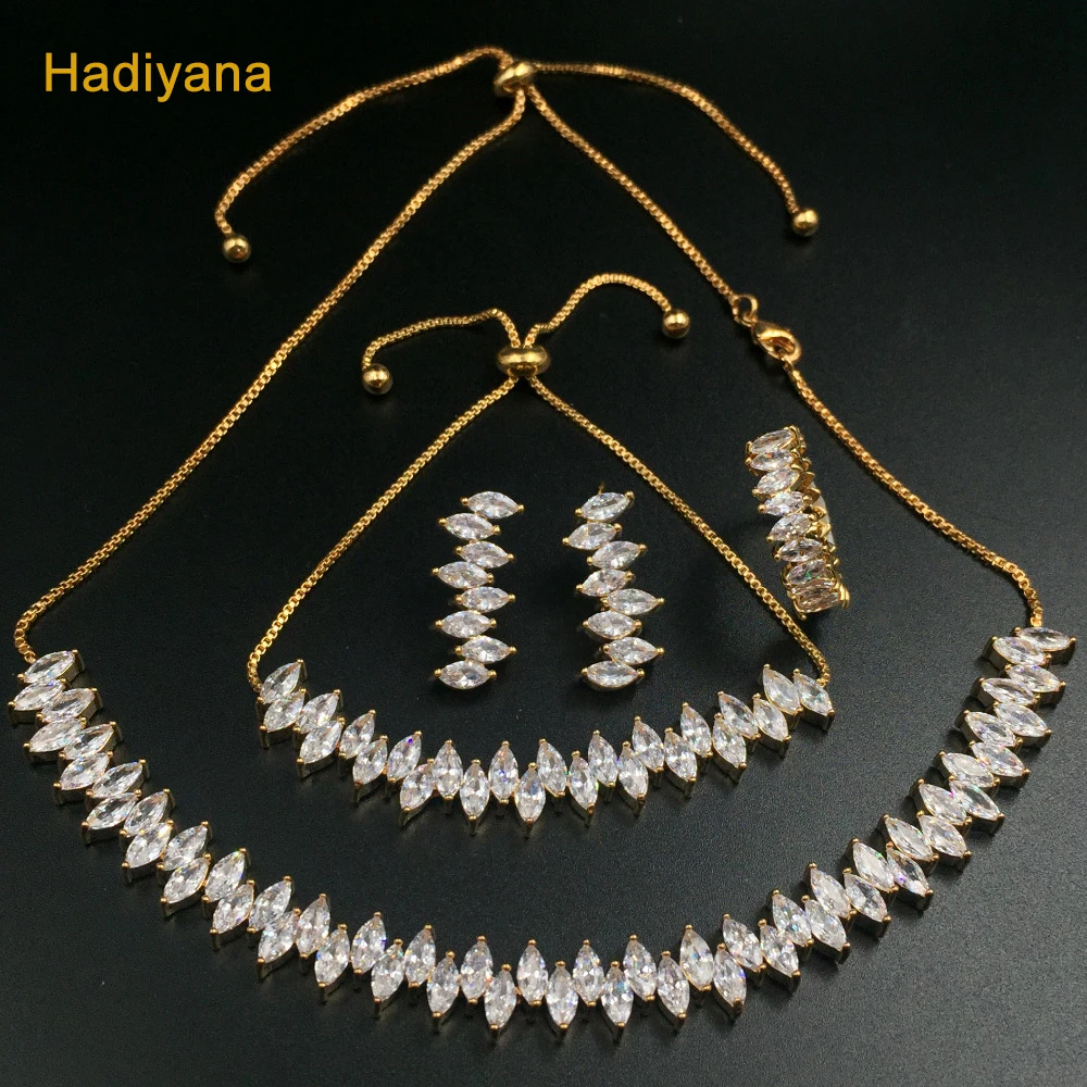 Модный женский комплект бижутерии из 4 предметов регулируемый медный чокер CN501 |