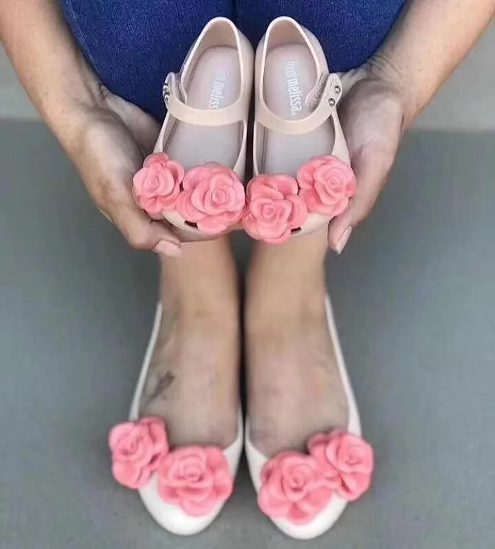 Женские прозрачные сандалии Melissa летние женские с цветком Нескользящие мини