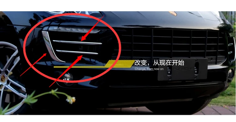 

4pcs/Lot Car Stickers For Porsche Macan ABS Chrome OF Car Daytime Running Light Fog Light Decoration Cover Sequins