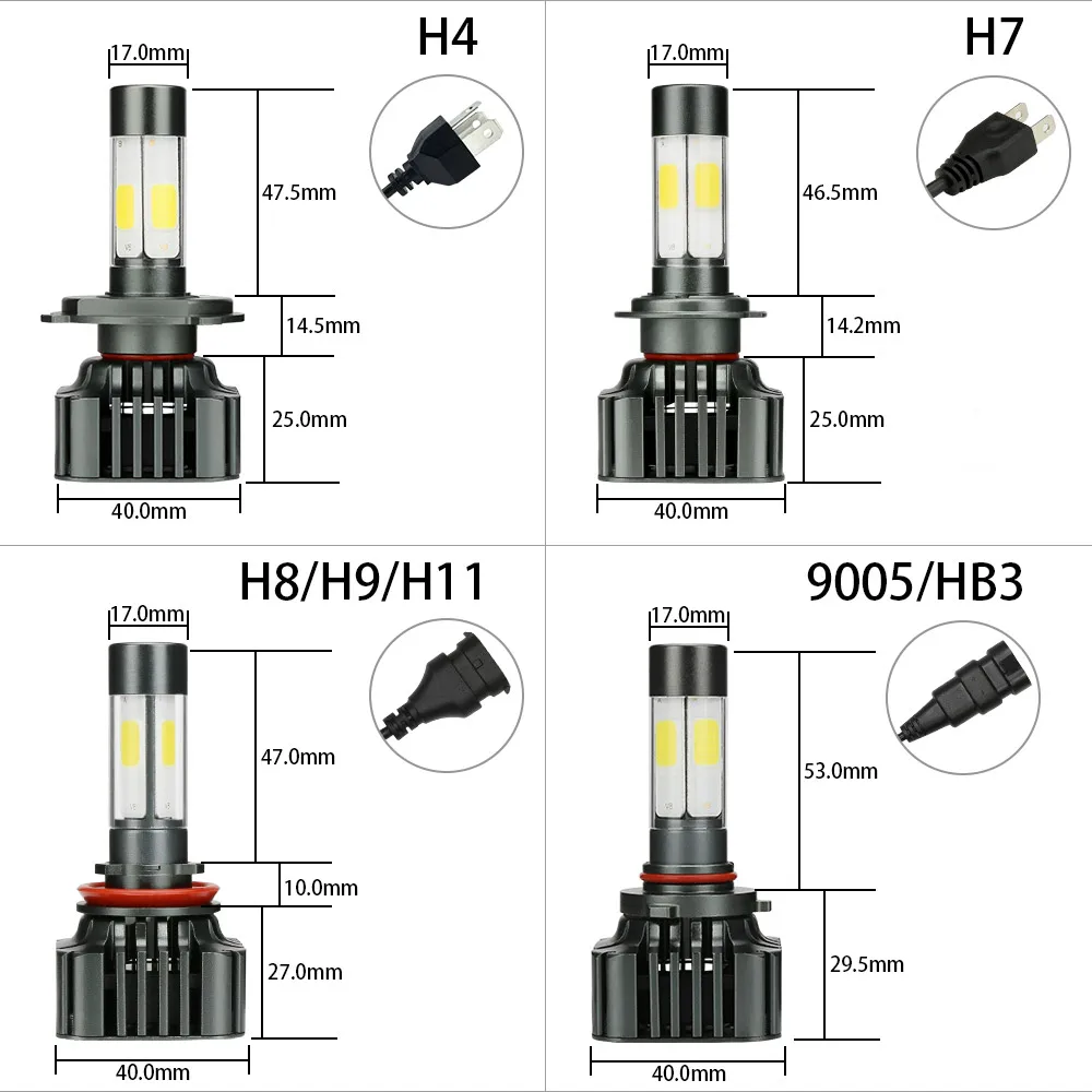 Zdatt фар H4 H7 H8 H9 H11 9005 HB3 9006 HB4 9003 HB2 Светодиодные лампы свет автомобиля 12 В 6000 К 8000Lm 12000Lm удара светодиодные лампы автомобилей светодиодные лампы для авто