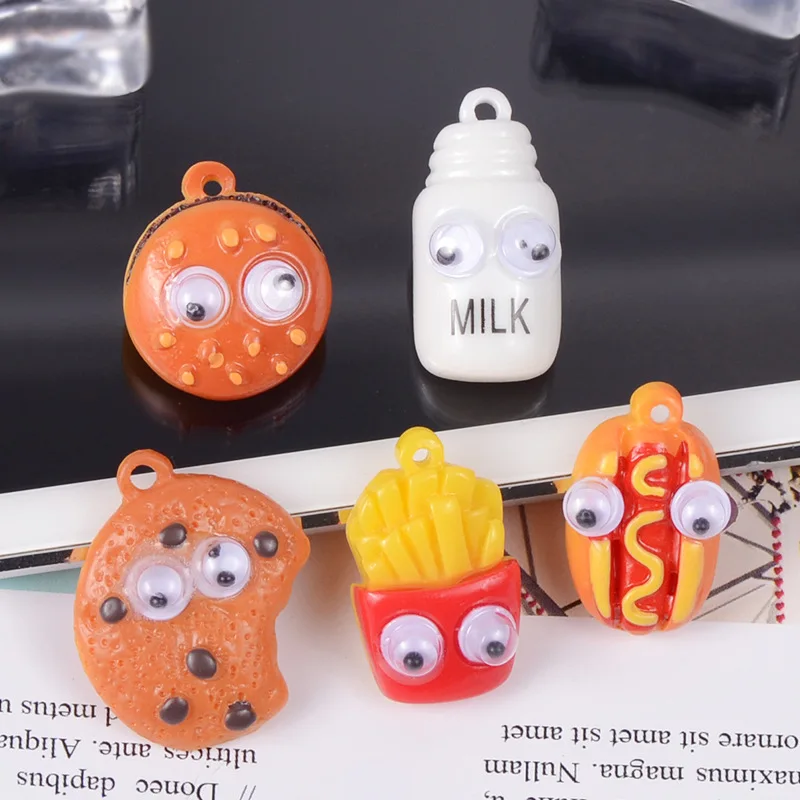Resin imitation food and play DIY pendant material doll Accessories Eye Hamburg &amp French Fries Diy | Игрушки и хобби