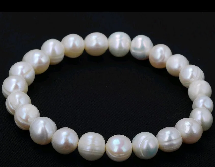 

8-9mm Genuine Natural White Akoya Freshwater Pearl Stretchy Bangle Bracelet 7.5"