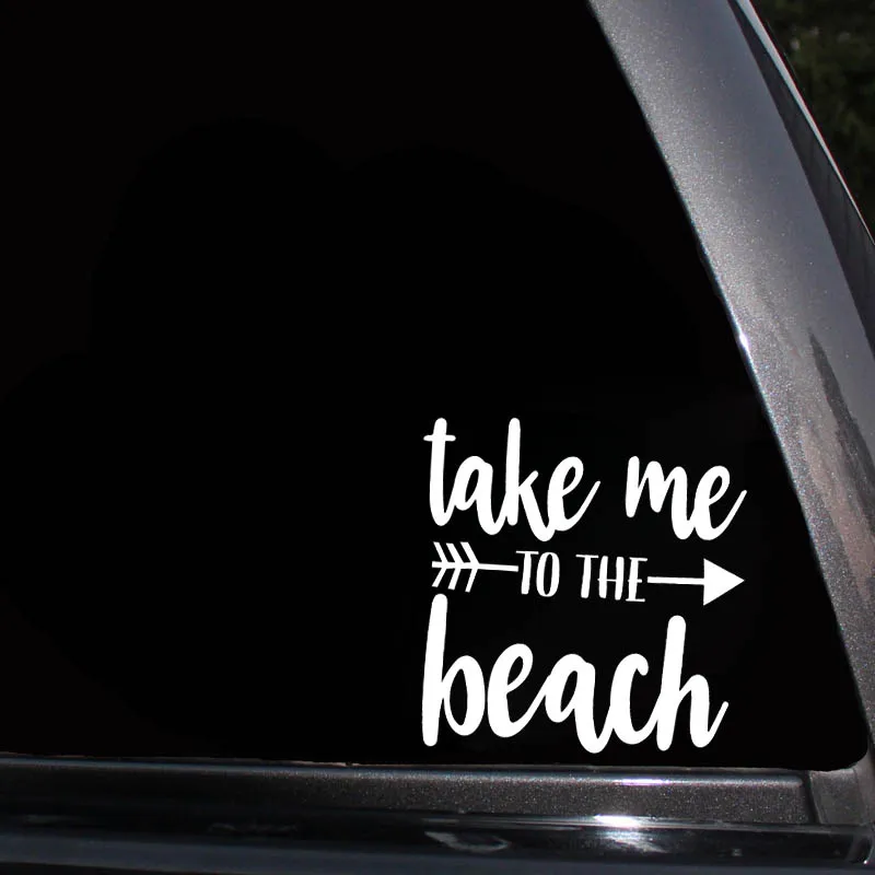 YJZT 13 2 см * 4 Автомобильная наклейка Take Me To The Beach Arrow Виниловая черного и серебряного