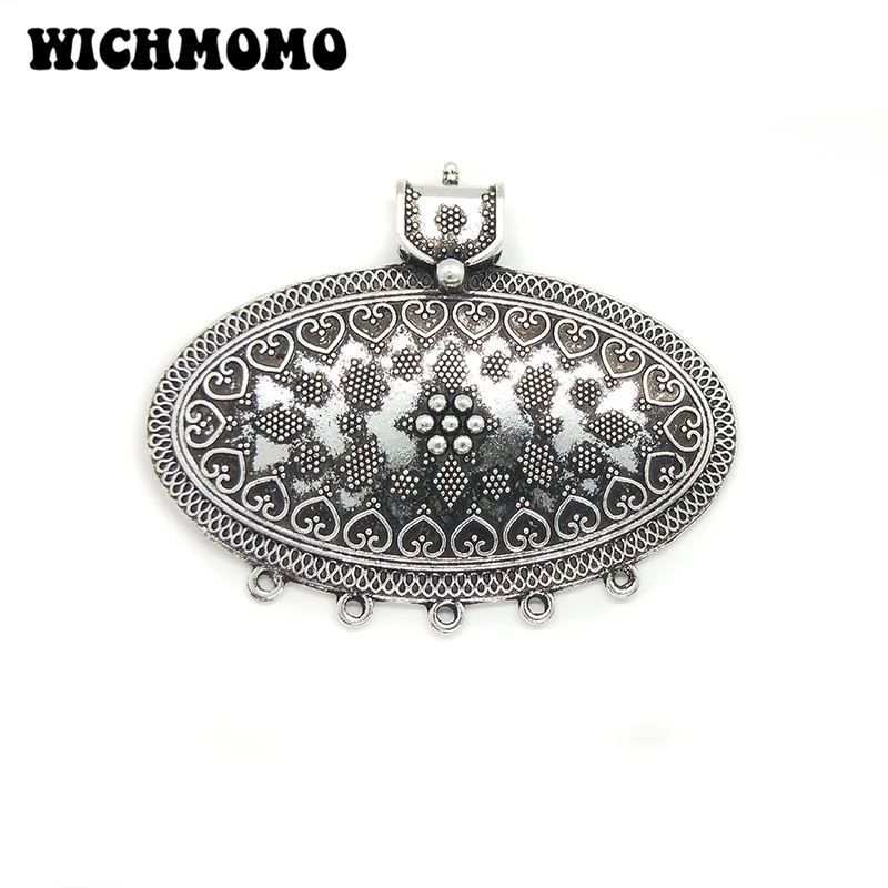 

2019 New 1pcs 59*73MM Retro Alloy Oval Pendants Charms Tassel Loop Linker Connector for DIY Necklace Jewelry Accessories