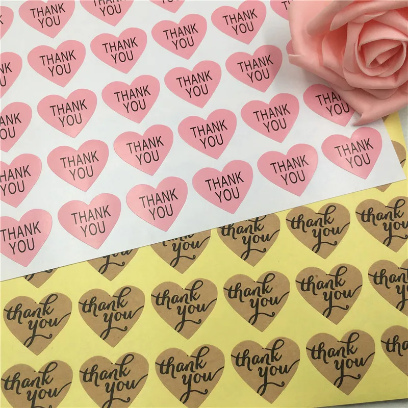 200PCS/Lot Vintage Style Heart Shaped Self-Adhesive Kraft Paper Stickers For Party Greeting Card Decoration Label Seal | Дом и сад