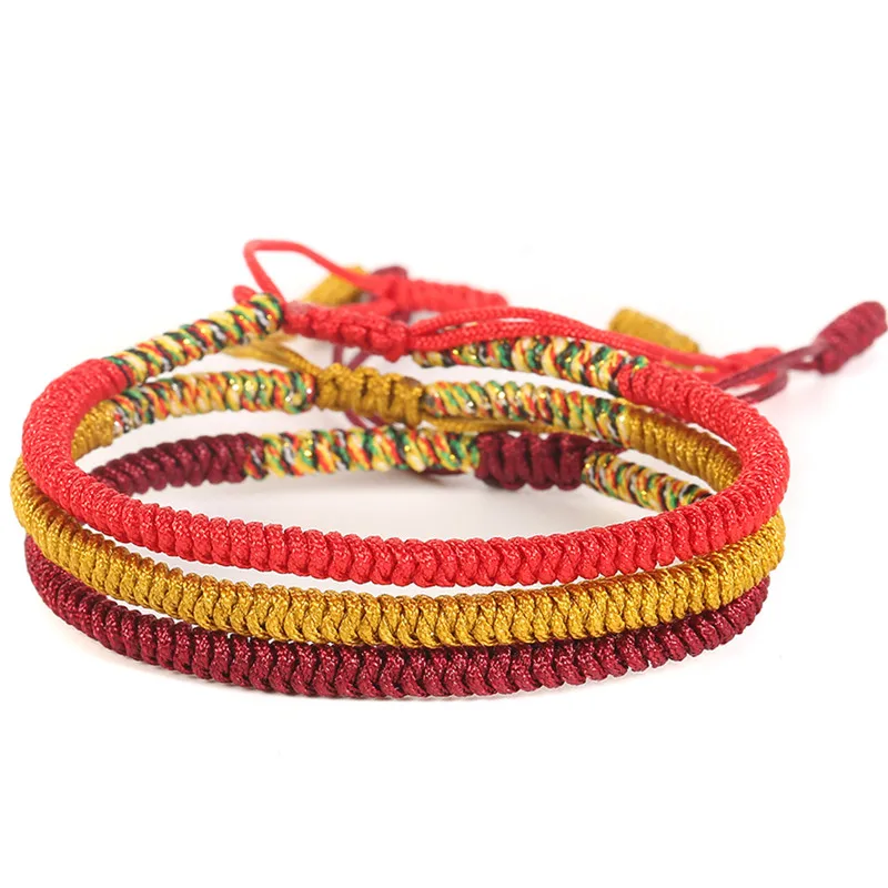 

3PCS\SET Handmade Multi Color Tibetan Buddhist Good Lucky Knots Rope Charm Bracelets & Bangles For Women Men Bracelet