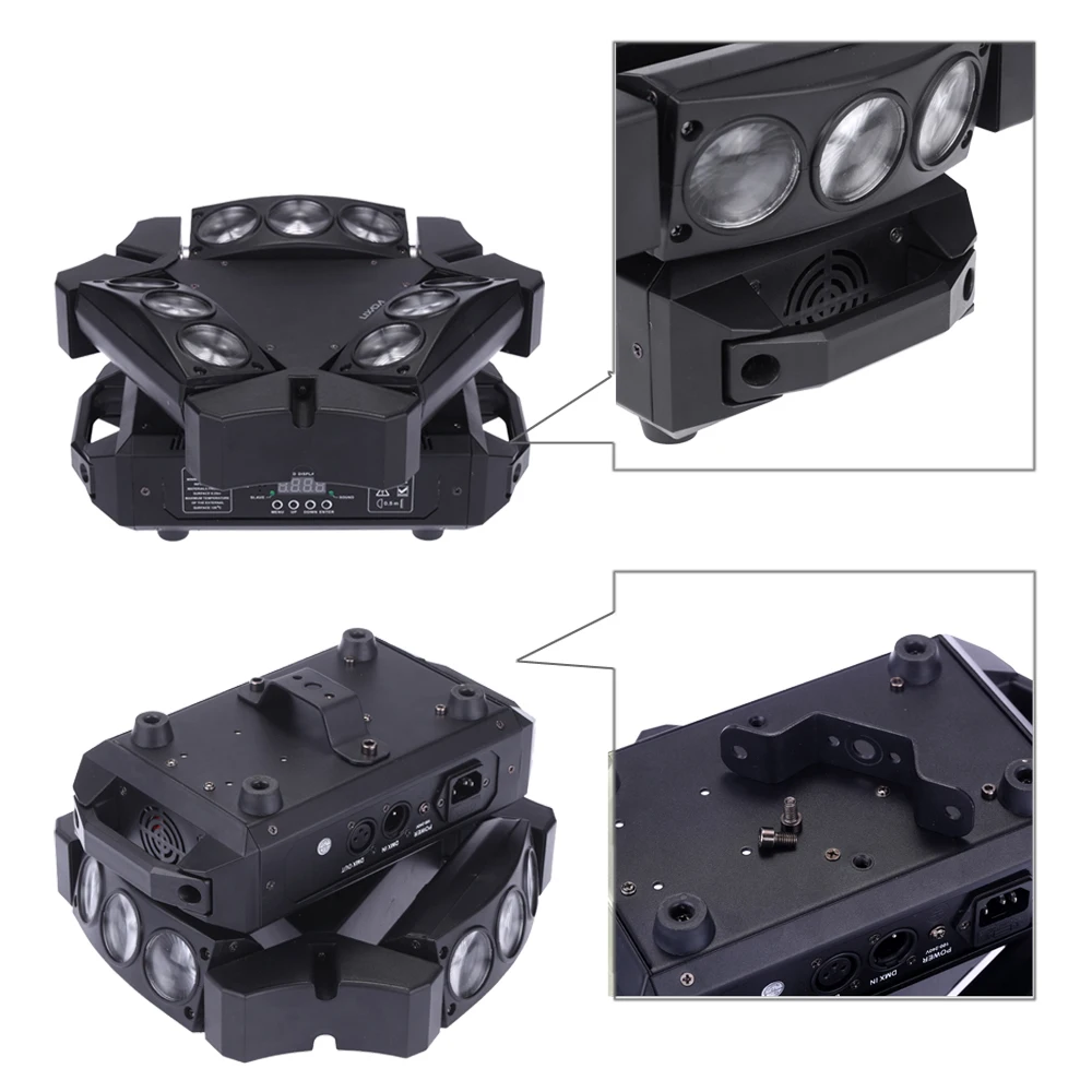 9 светодиодов RGBW DMX512 Звуковое управление Автоматическое вращение 16/48 каналов