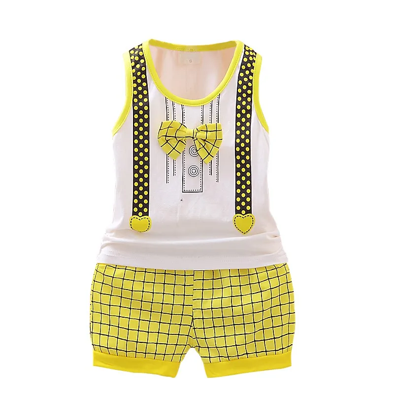 Детская одежда для малышей летняя хлопковая с галстуком мальчиков жилет