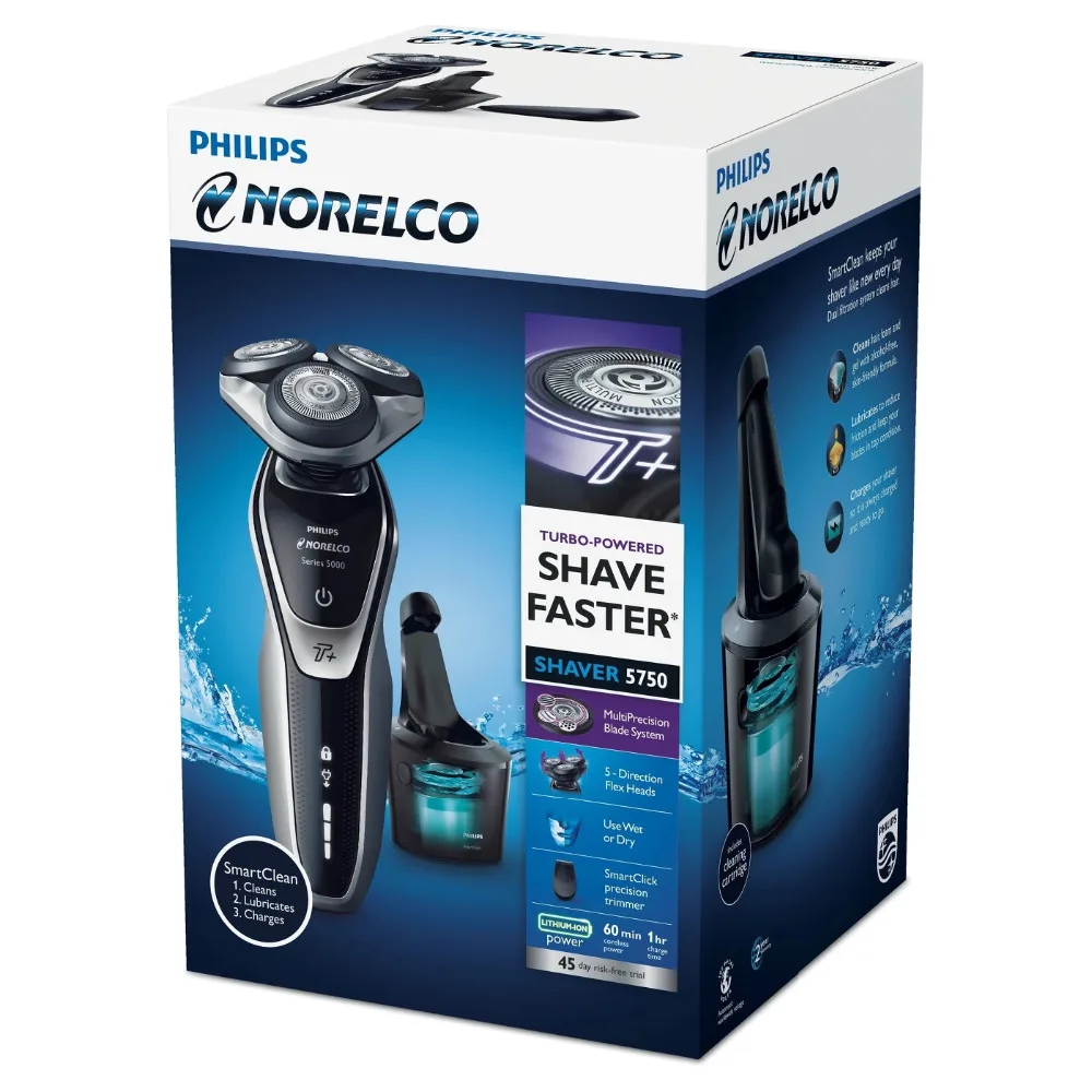 Philips Norelco серии 5000 SmartClean влажной/сухой электробритва S5660/84 с Turbo +|Электробритвы| |