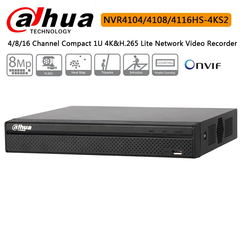 Сетевой видеорегистратор Dahua 4CH 8CH 16CH NVR4104HS 4KS2 NVR4108HS NVR4116HS H.265 Lite Видео Регистраторы