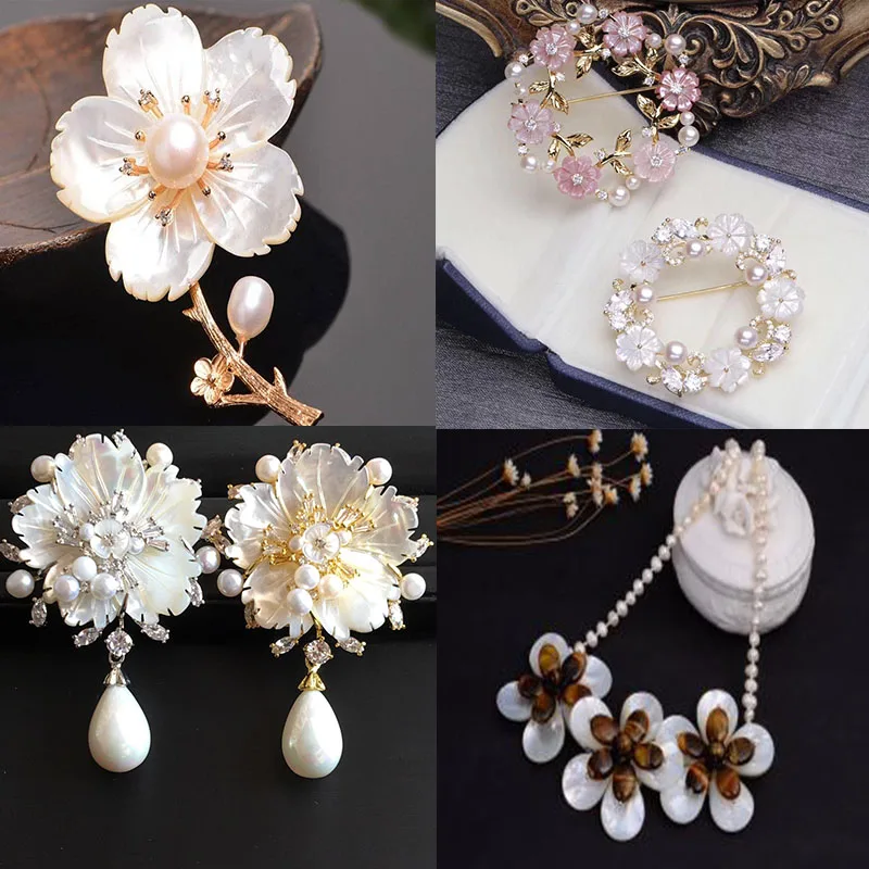 Бусины из ракушек и перламутровых цветов натуральные жемчужные перламутровые