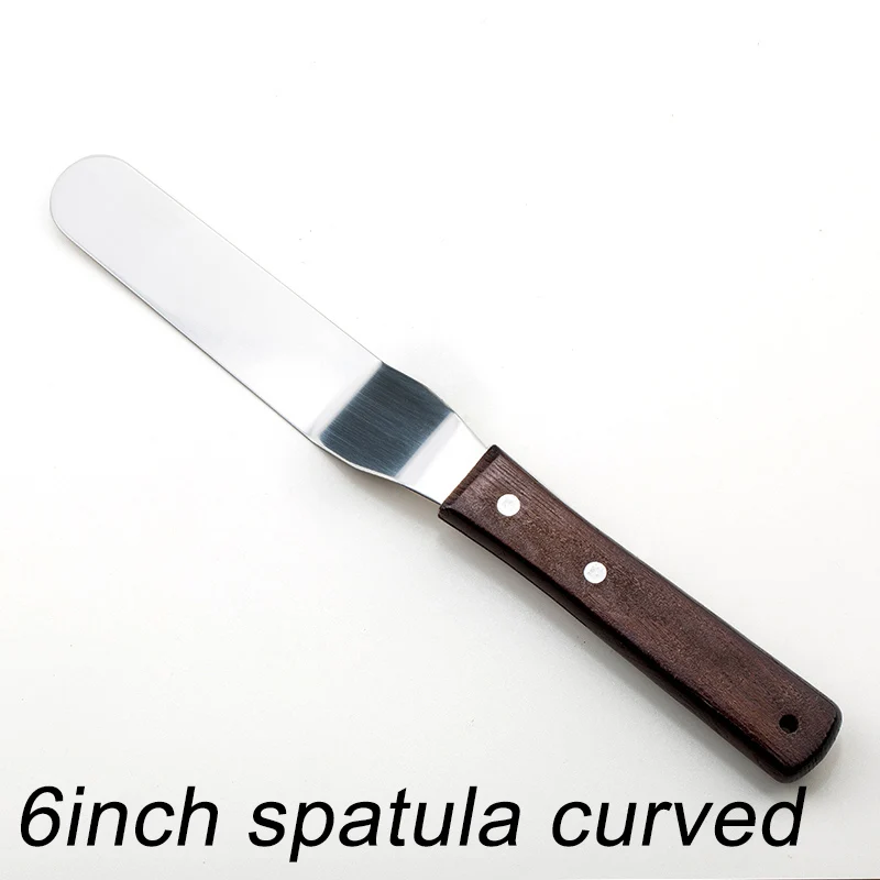 6inch spatula Curved Нержавеющая сталь масло торт Ножи гладкой шпатель крем глазурью глазурь шпатели выпечки Кухня Кондитерские украшения торта инструменты - Цвет: 6inch spatula Curved