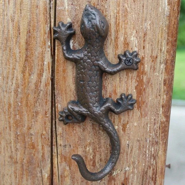 Gecko Gecko настенное украшение Континентальная Американская страна Ретро чугун кованого железа Гекко настенная вешалка с крючком кошки подвеска-олень - Цвет: Gecko
