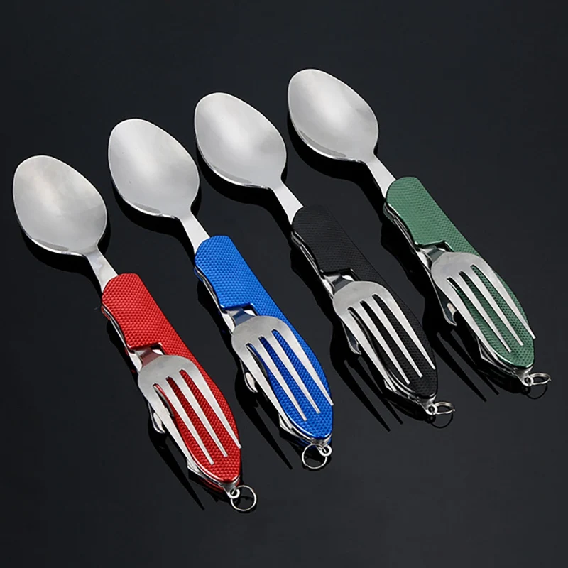 

Multi Functional Tableware Detachable Folding Stainless Steel Fork Cutlery Bottle Opener Outdoor Travel Camping Equipment New