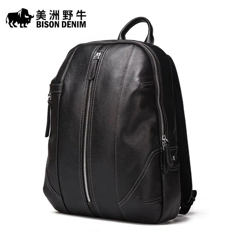 Бренд BISON DENIM Школьные Сумки из натуральной кожи для подростков рюкзак N новый