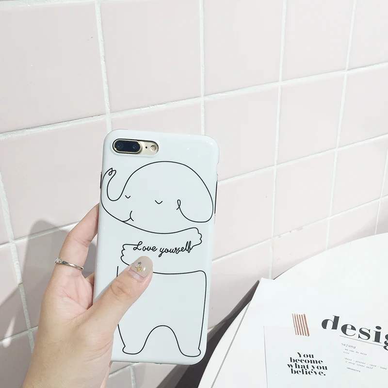 Cute Doraemon Japan Cartoon Patterned Phone Case For Iphone 7 6S Plus Lovely Elephant Soft Glossy Silicon TPU Cover |