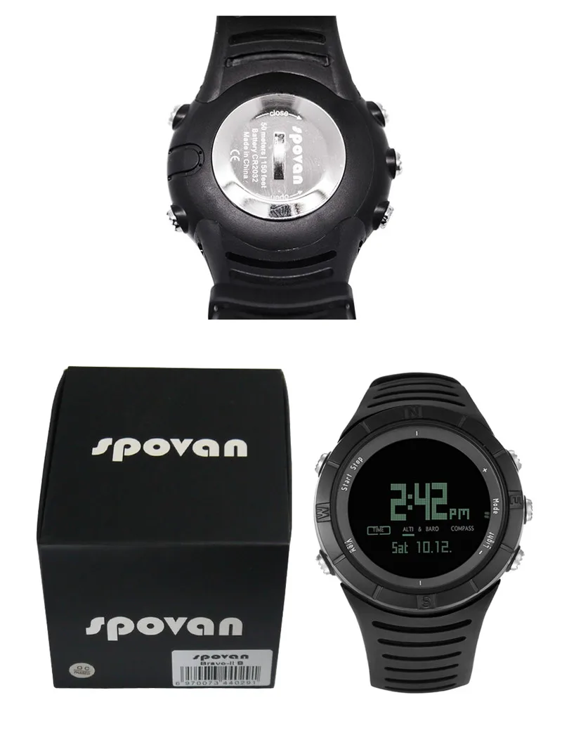 SPOVAN SPV806 цифровые часы мужские водонепроницаемые спортивные барометр альтиметр