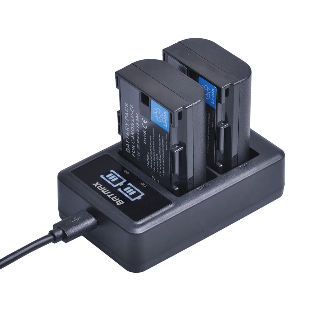 Batmax 2650 мАч LP-E6 LPE6 LP-E6N Аккумулятор akku+ светодиодный двойной USB зарядное устройство для Canon 5D Mark II III 7D 60D EOS 6D 70D 80D EOS 5DS R