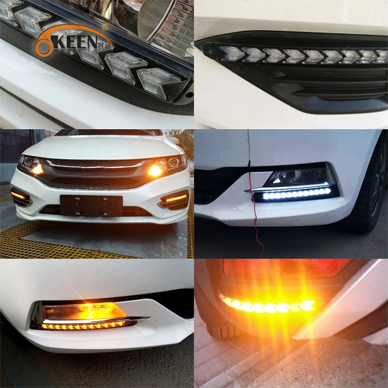 Автомобильный светодиодный дневный ходовой светильник OKEEN 2 шт. DRL + желтый с