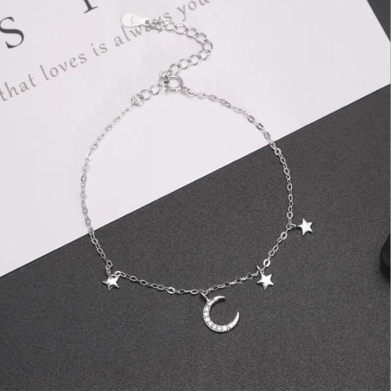 

Temperament Exquisite Korean Style Silver Plated Jewelry Fashion Moon And Star Personality Crystal Bracelets SL089