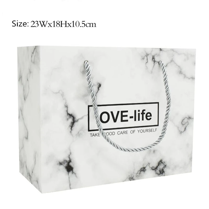 Big Hand Bag LBSISI Life упаковочная сумка, бумажная Подарочная коробка, сумка с ручками, мраморные ручные сумки, подарок, Dec, любовь, лучшее пожелание, с лентой - Цвет: Big Hand Bag