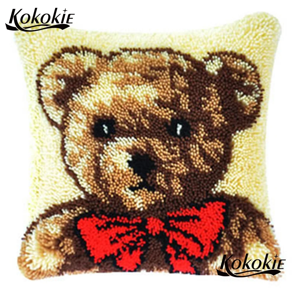 

Cross stitch sets sale Cushion embroider needlework kits latch hook bear pillow handicraft Crocheting Rug yarn handmade carpet