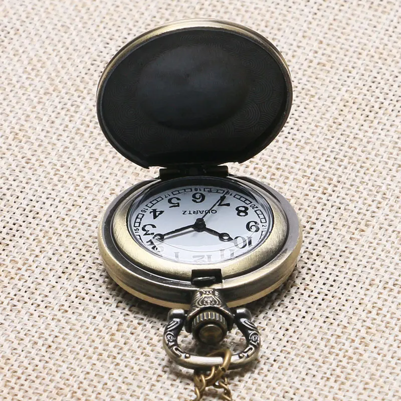

Retro Bronze Style Fob Watch Top Quality Quartz Pocke Watch With Chain Necklace Gift