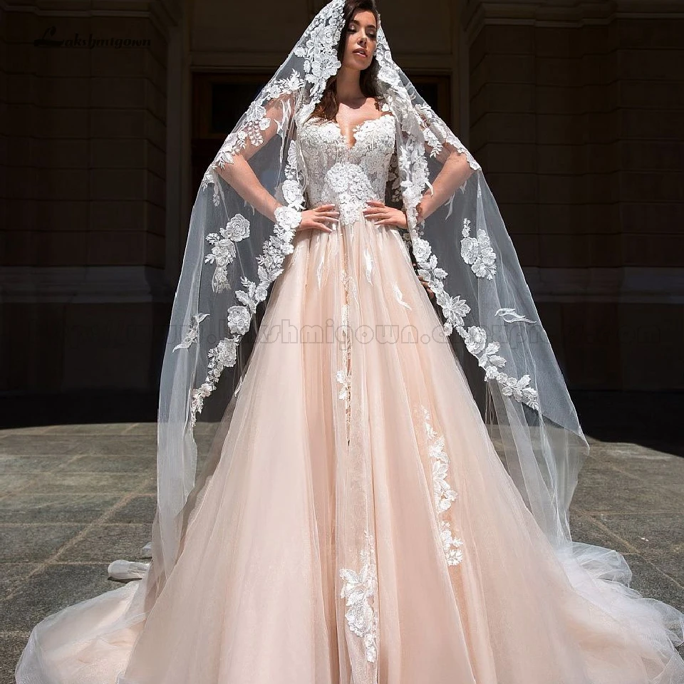 Lakshmigown винтажный светильник цвета шампанского свадебное платье 2019 Robe de Soiree