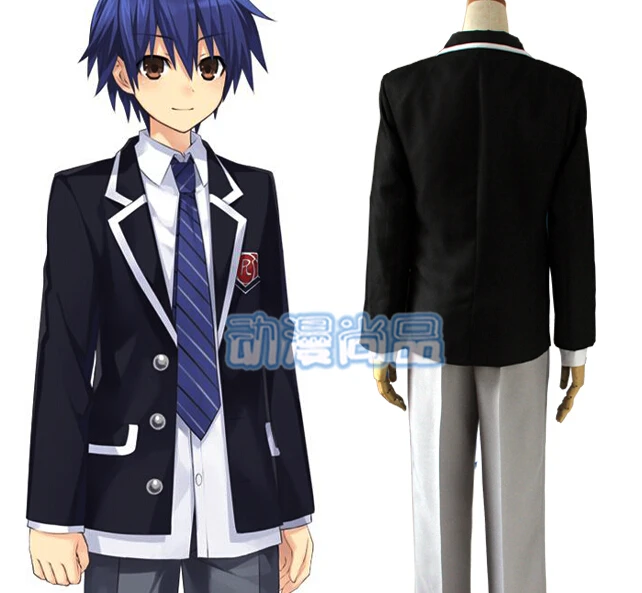 

Anime DATE A LIVE cosplay Itsuka Shido Uniforms Set cos halloween party full set 4in1(Top Pants coat tie)
