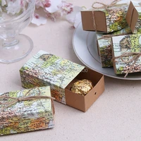 vintage wedding candy box kraft paper world map gift bag for wedding favors and gifts boxes with burlap twine chic s201795